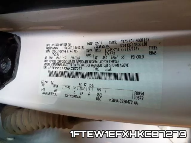 1FTEW1EFXHKC87273 фото 2