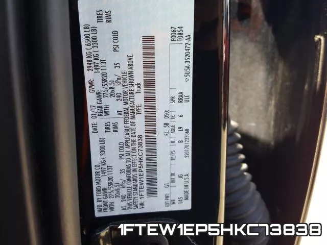 1FTEW1EP5HKC73838 фото 2