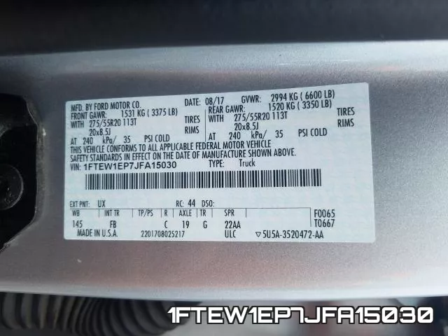 1FTEW1EP7JFA15030 фото 2