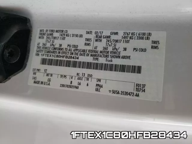 1FTEX1C80HFB28434 фото 2