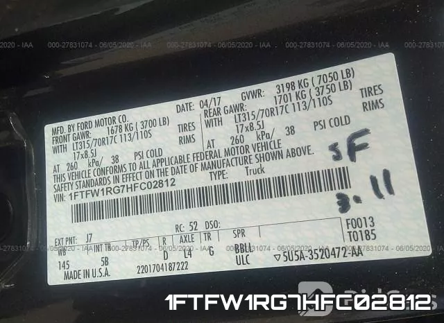 1FTFW1RG7HFC02812 фото 10