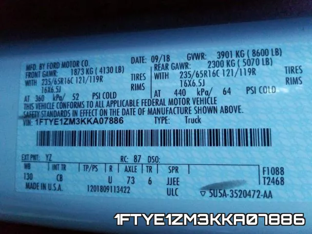 1FTYE1ZM3KKA07886 фото 2