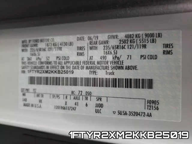 1FTYR2XM2KKB25019 фото 2