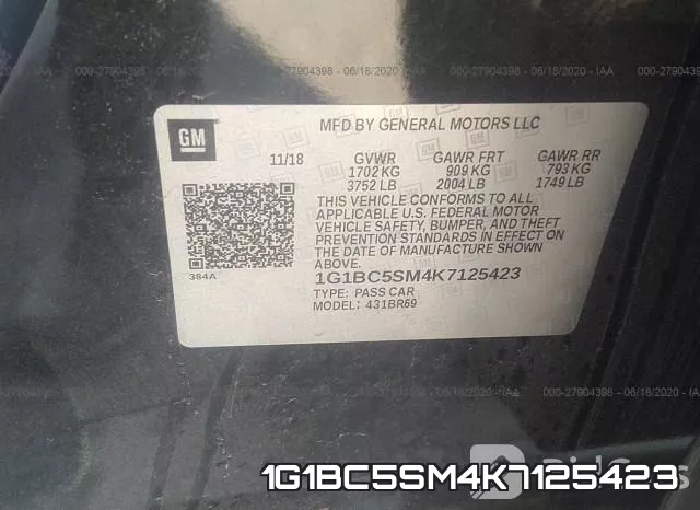 1G1BC5SM4K7125423 фото 10