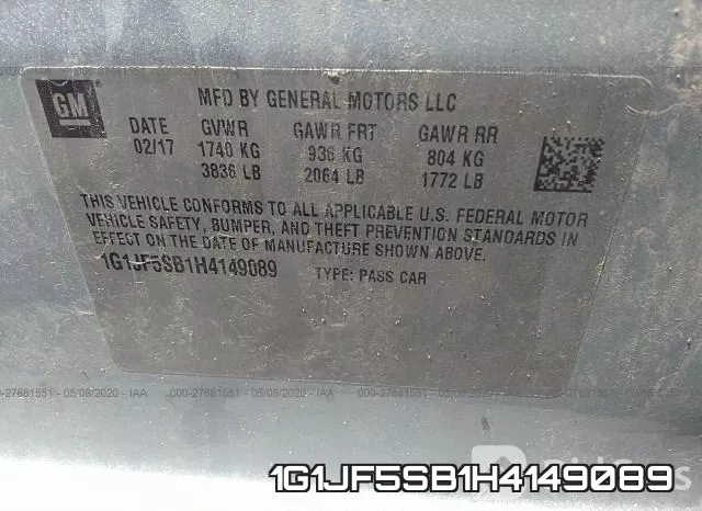 1G1JF5SB1H4149089 фото 10