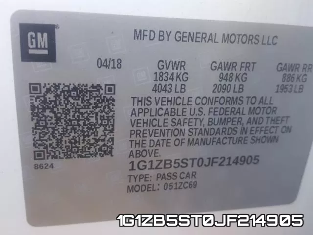 1G1ZB5ST0JF214905 фото 2