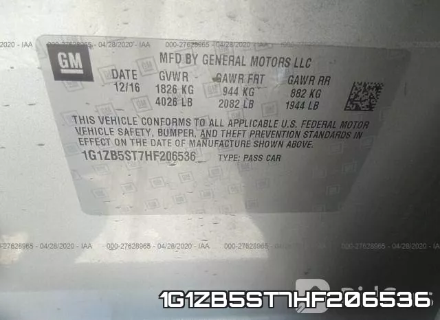 1G1ZB5ST7HF206536 фото 10