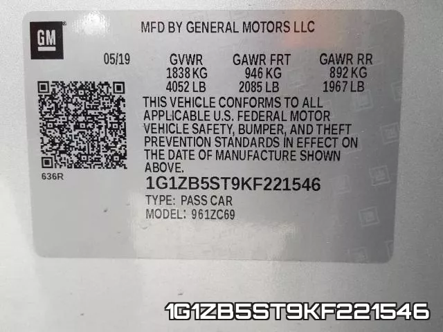 1G1ZB5ST9KF221546 фото 2