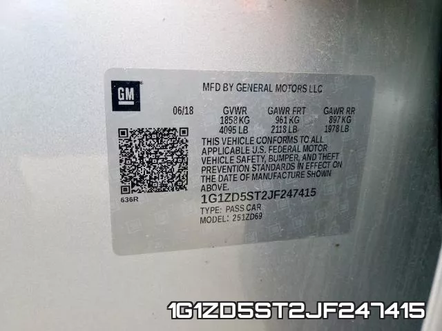 1G1ZD5ST2JF247415 фото 2