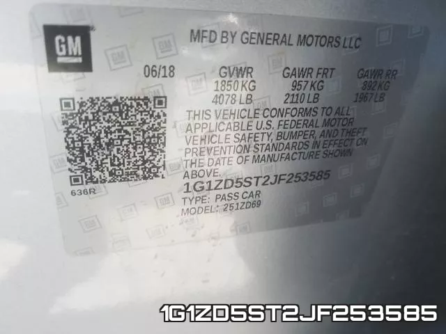 1G1ZD5ST2JF253585 фото 2