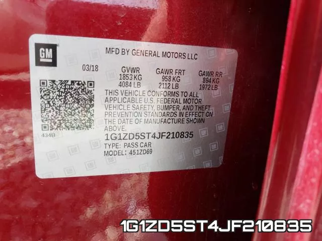 1G1ZD5ST4JF210835 фото 2