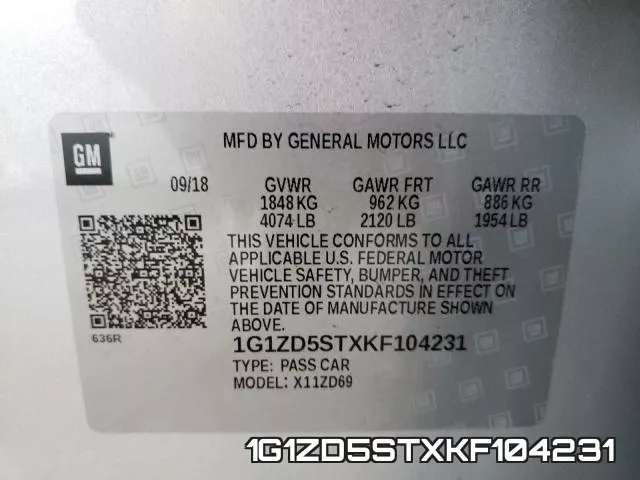 1G1ZD5STXKF104231 фото 2