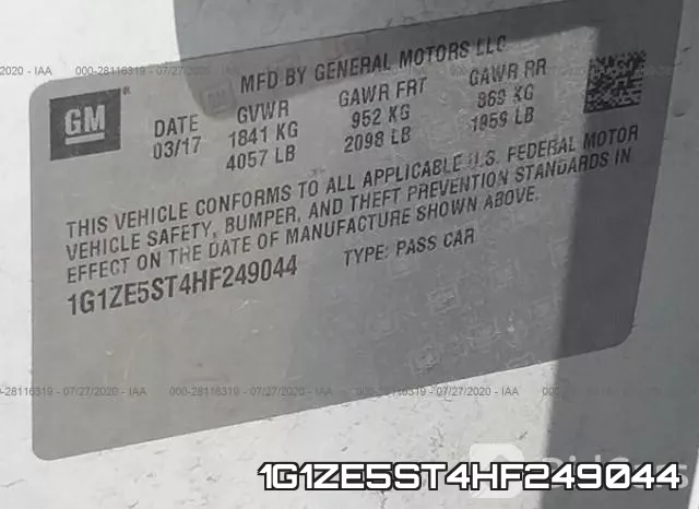 1G1ZE5ST4HF249044 фото 10