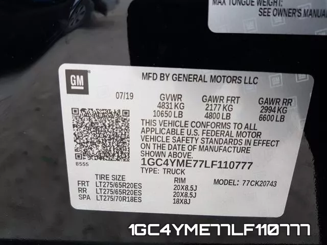 1GC4YME77LF110777 фото 2