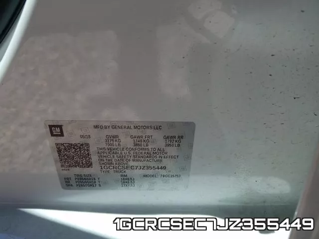 1GCRCSEC7JZ355449 фото 2