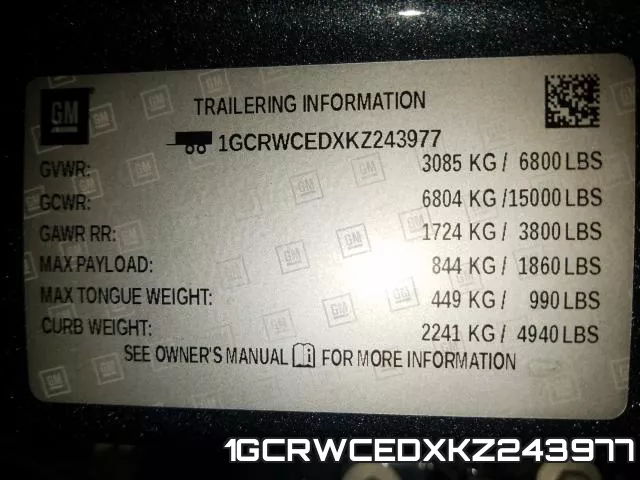 1GCRWCEDXKZ243977 фото 2