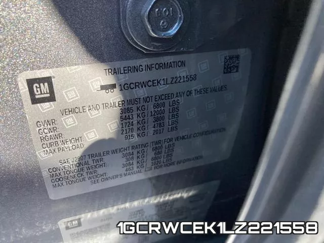 1GCRWCEK1LZ221558 фото 2