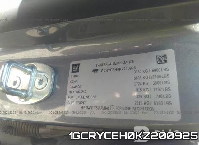 1GCRYCEH0KZ200925 фото 10