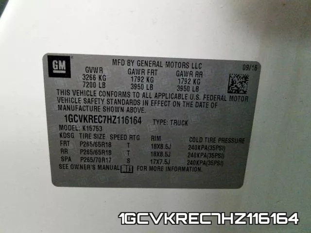 1GCVKREC7HZ116164 фото 2