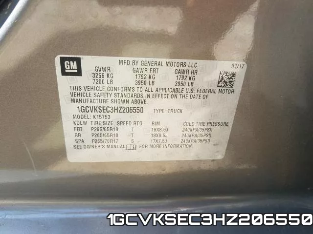 1GCVKSEC3HZ206550 фото 2