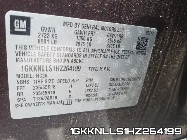 1GKKNLLS1HZ264199 фото 2