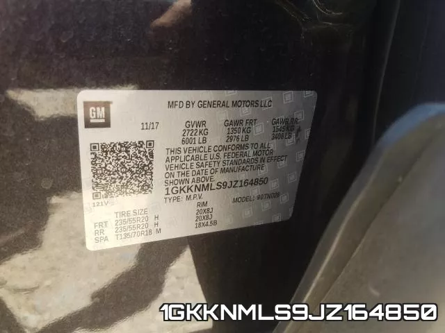 1GKKNMLS9JZ164850 фото 2