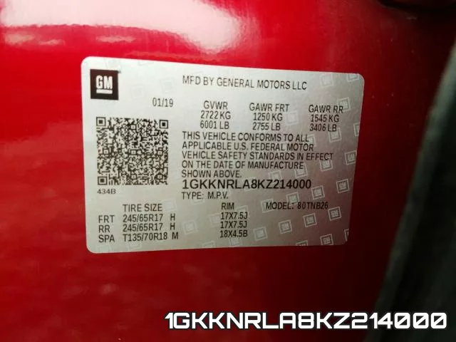 1GKKNRLA8KZ214000 фото 2
