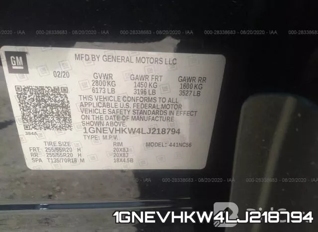 1GNEVHKW4LJ218794 фото 10