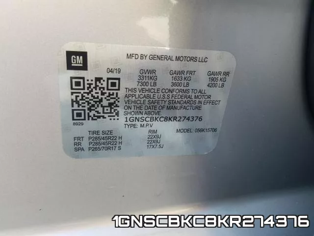1GNSCBKC8KR274376 фото 2