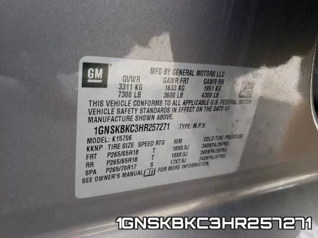 1GNSKBKC3HR257271 фото 2