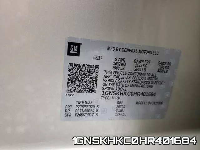 1GNSKHKC0HR401684 фото 2