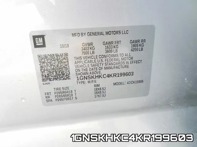 1GNSKHKC4KR199603 фото 2