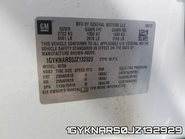 1GYKNARS0JZ132929 фото 2