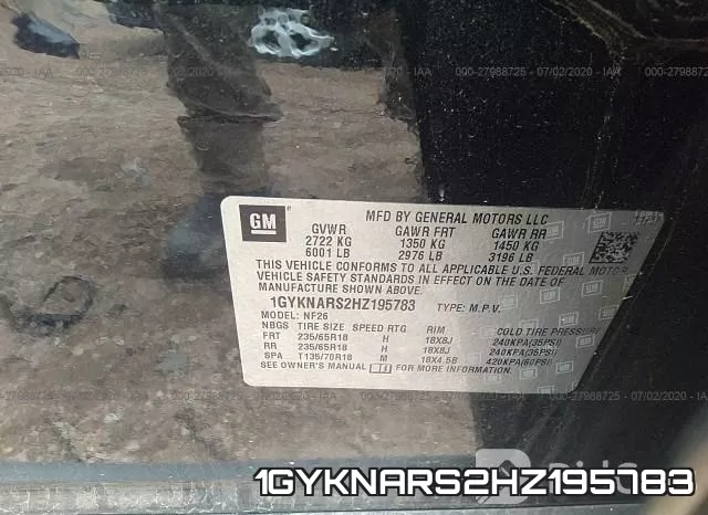 1GYKNARS2HZ195783 фото 10