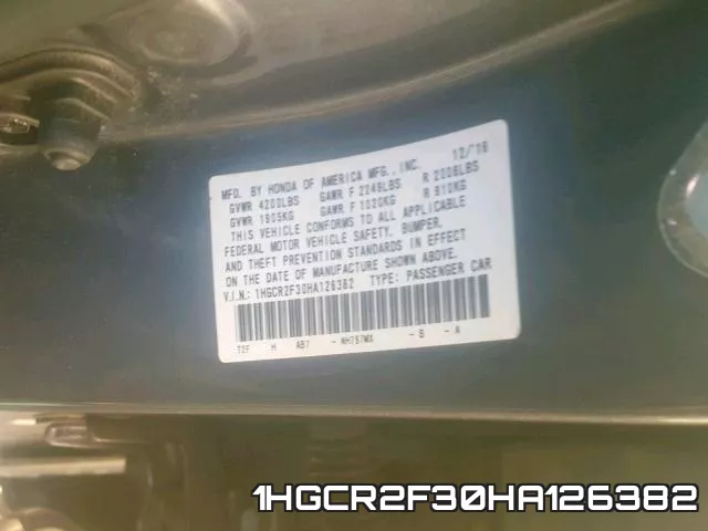 1HGCR2F30HA126382 фото 2