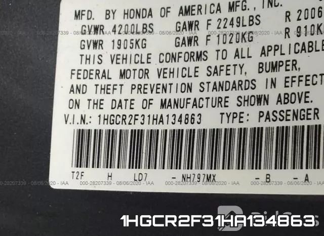 1HGCR2F31HA134863 фото 10
