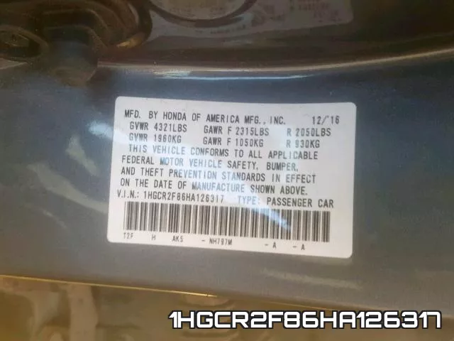 1HGCR2F86HA126317 фото 2