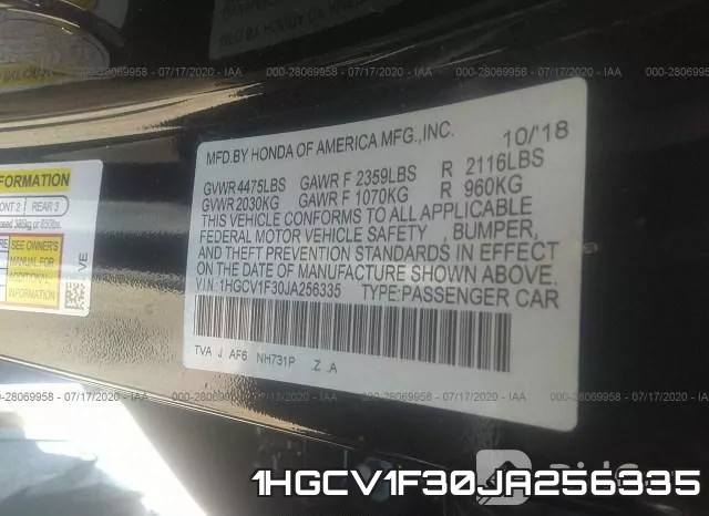 1HGCV1F30JA256335 фото 10