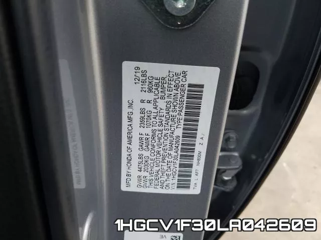 1HGCV1F30LA042609 фото 2