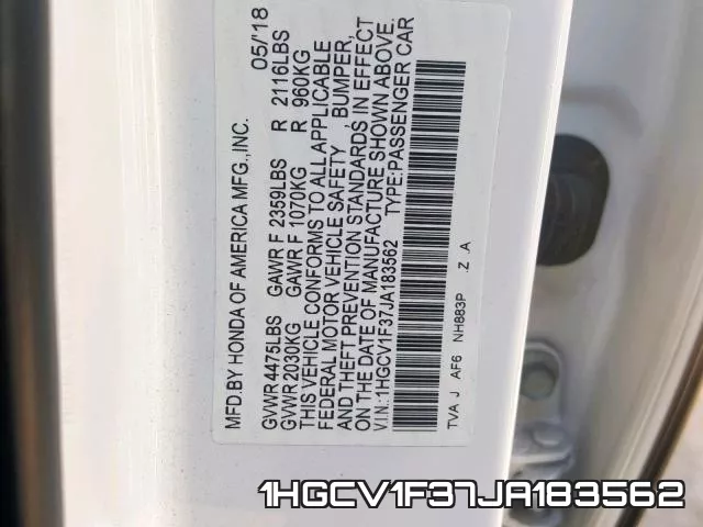 1HGCV1F37JA183562 фото 2