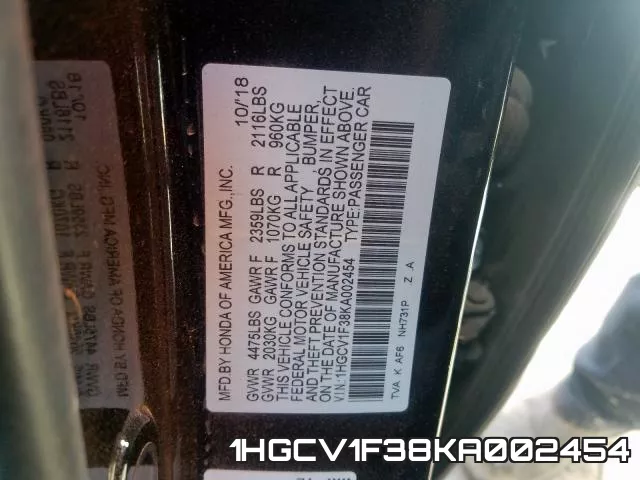1HGCV1F38KA002454 фото 2