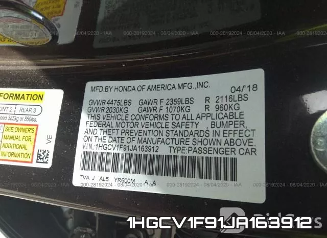 1HGCV1F91JA163912 фото 10