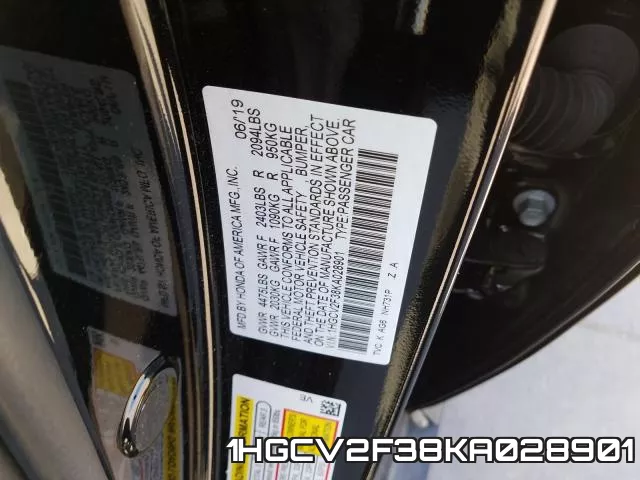 1HGCV2F38KA028901 фото 2