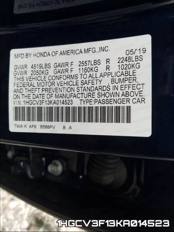 1HGCV3F13KA014523 фото 2