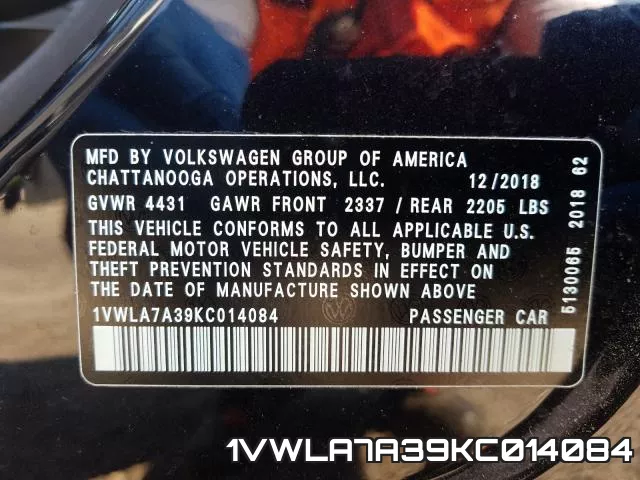 1VWLA7A39KC014084 фото 2