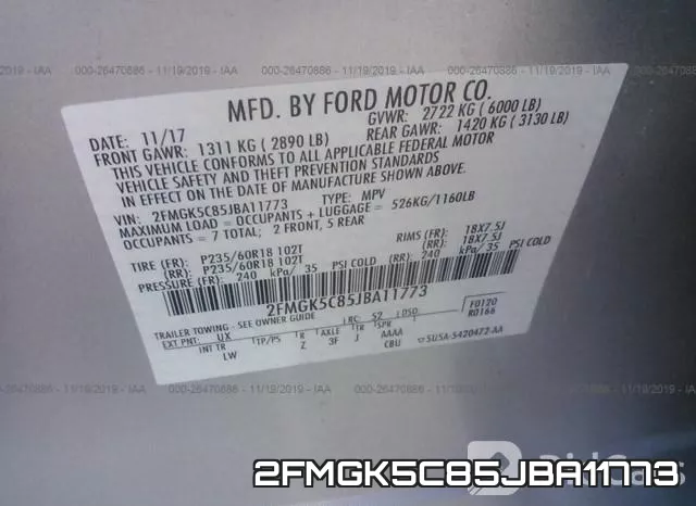 2FMGK5C85JBA11773 фото 10