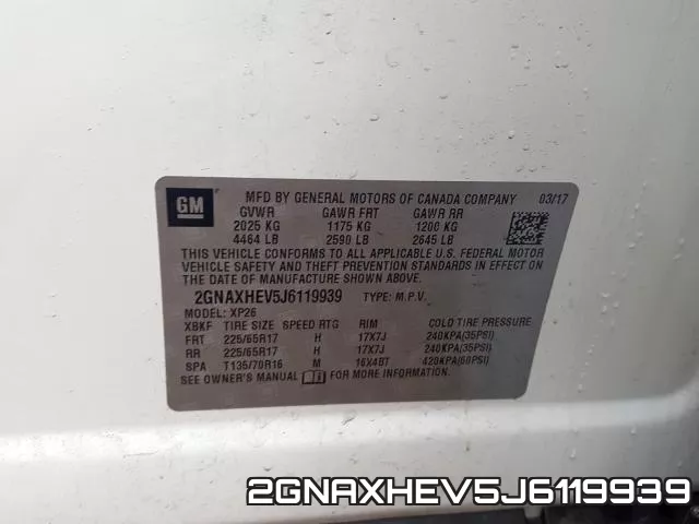 2GNAXHEV5J6119939 фото 2