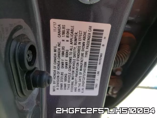 2HGFC2F57JH510084 фото 2