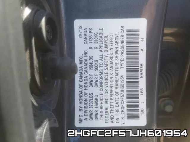 2HGFC2F57JH601954 фото 2