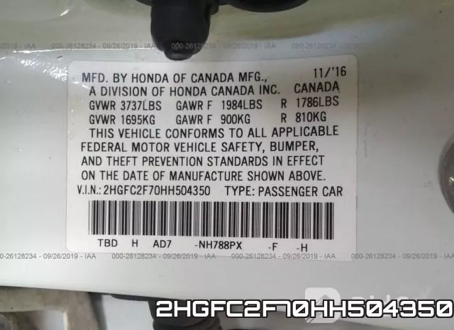2HGFC2F70HH504350 фото 10